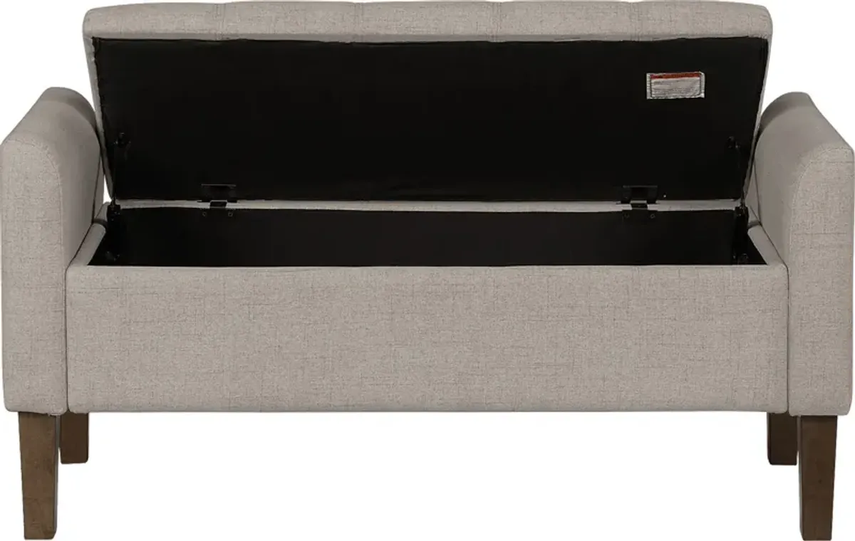 Luckenwald Taupe Storage Bench