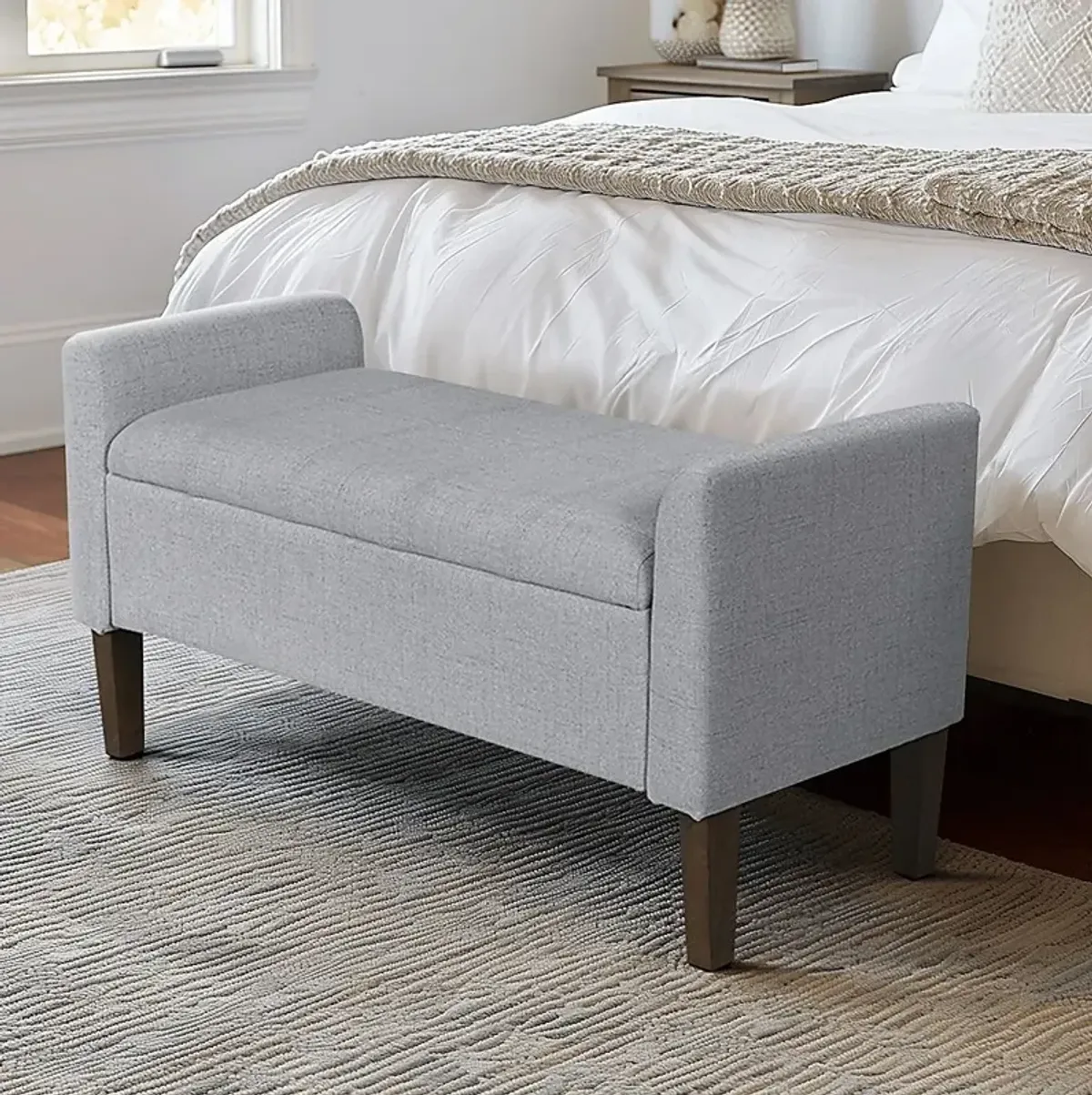 Luckenwald Light Gray Storage Bench