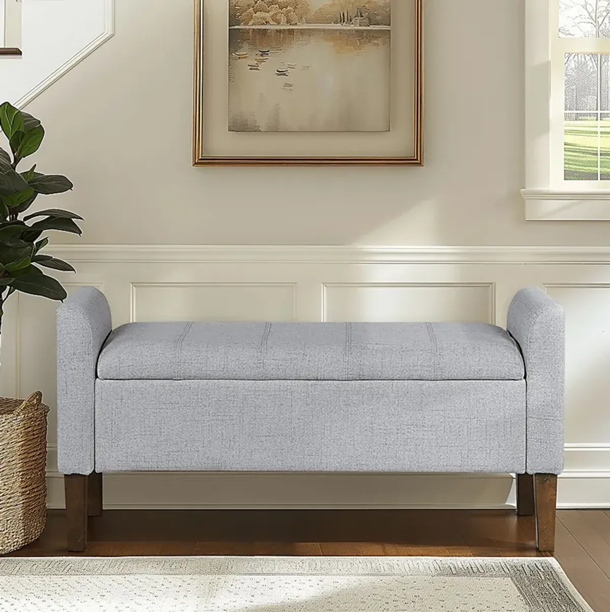 Luckenwald Light Gray Storage Bench