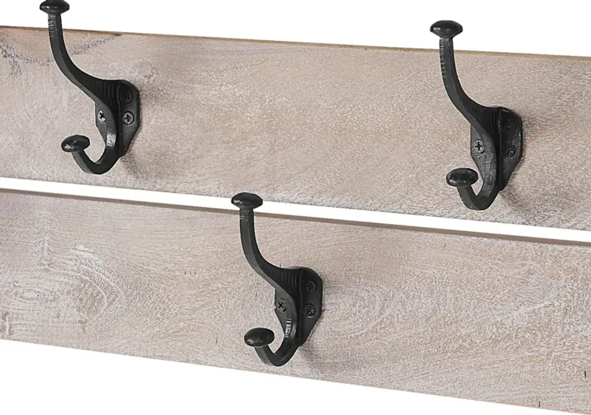 Roderock Brown Bench and Coat Hook, Set of 2