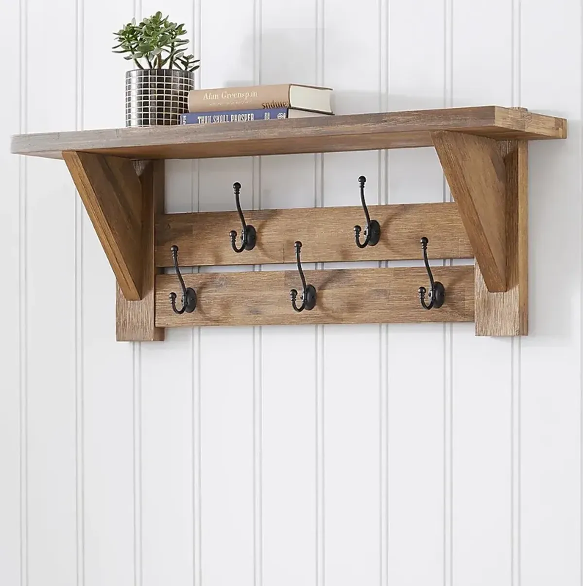 Clintom Natural Coat Hook with Shelf