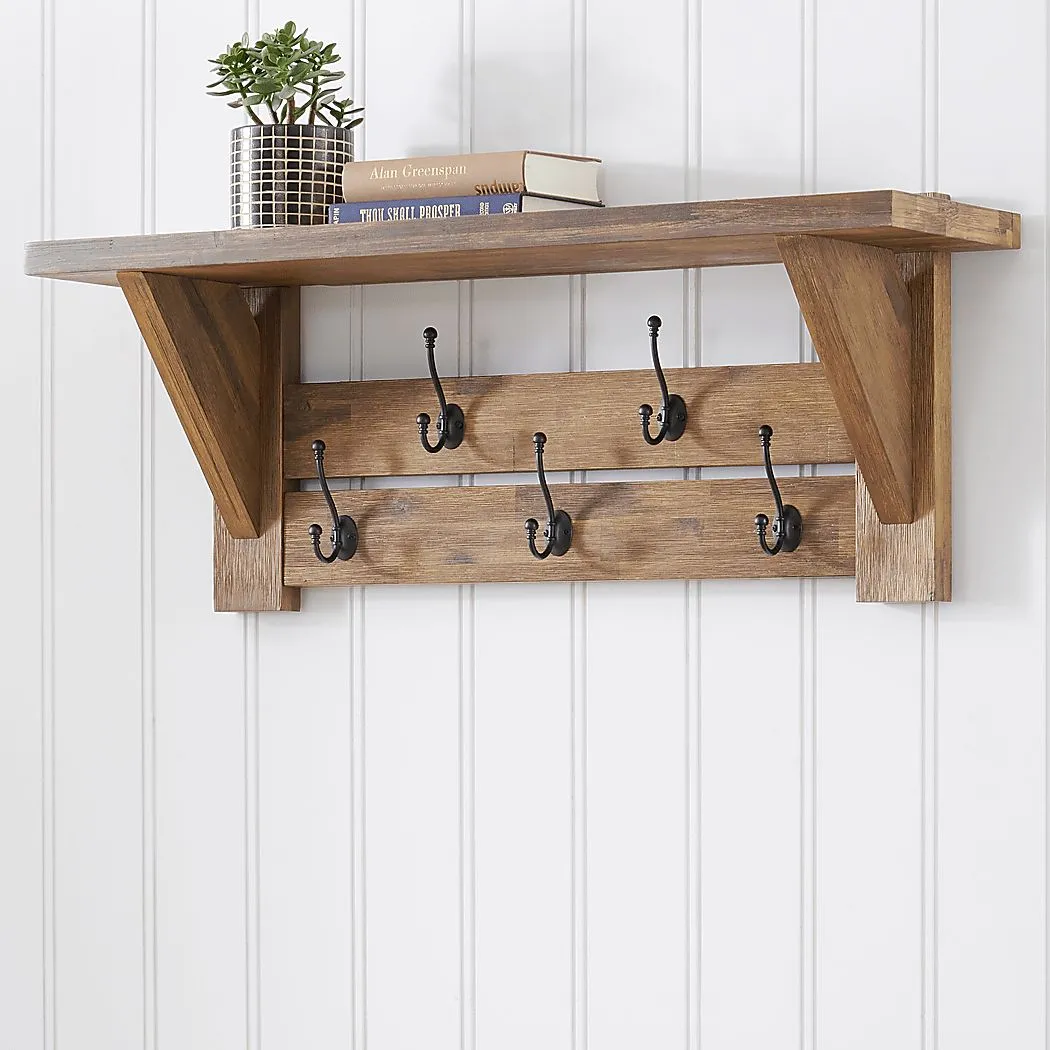 Clintom Natural Coat Hook with Shelf