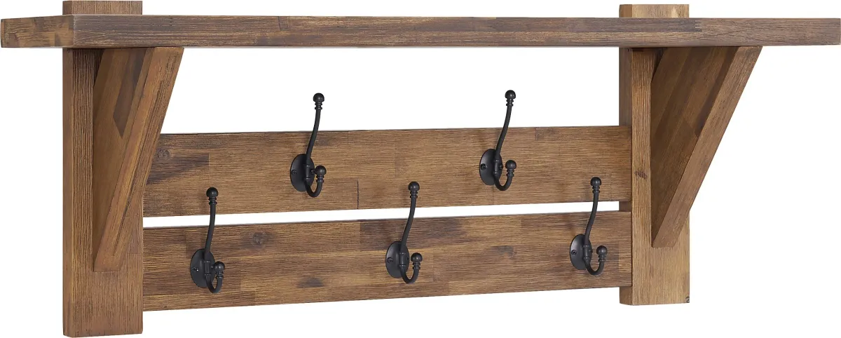 Clintom Natural Bench and Coat Hook, Set of 2