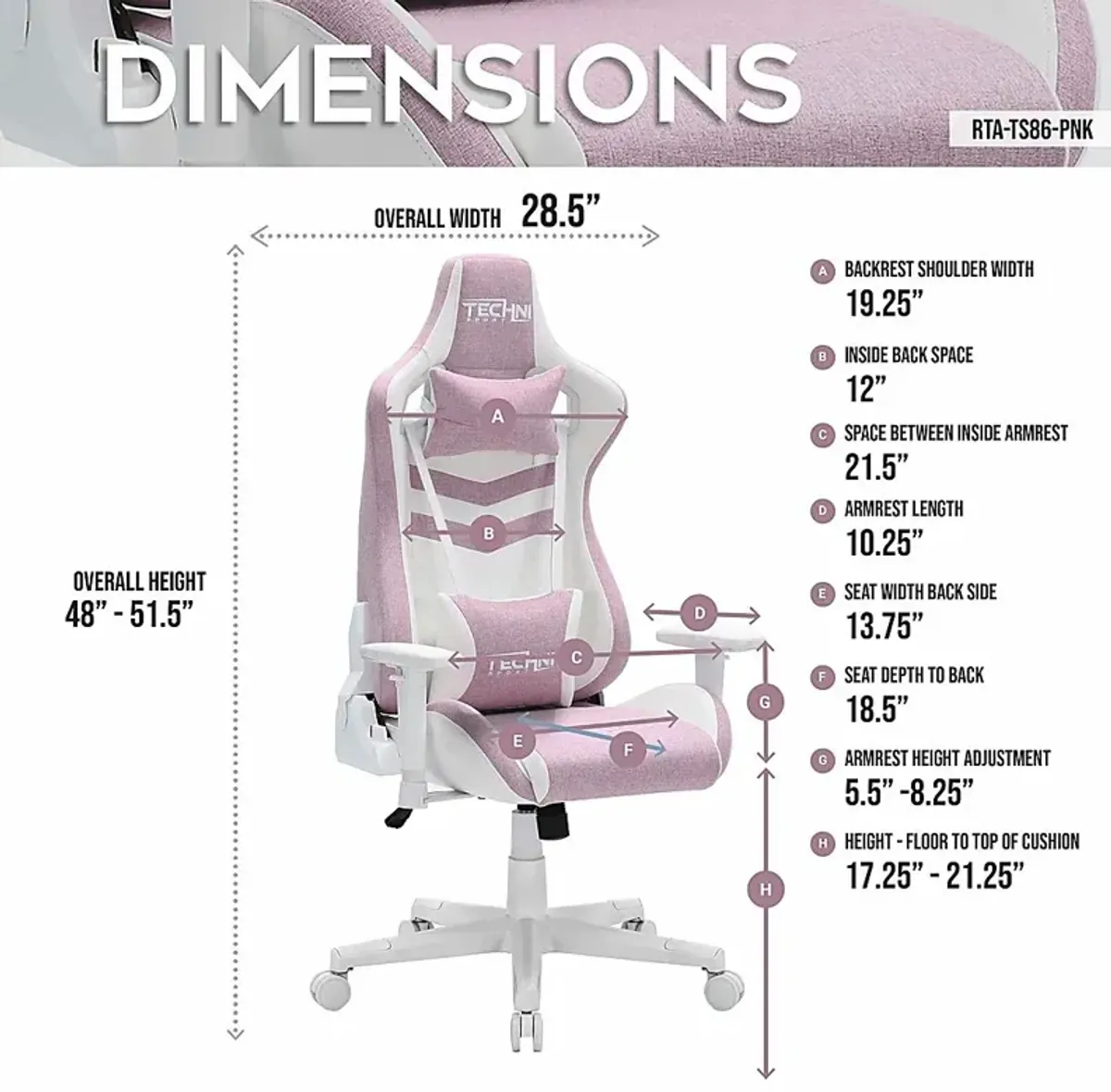 Taveyi Pink Gaming Chair