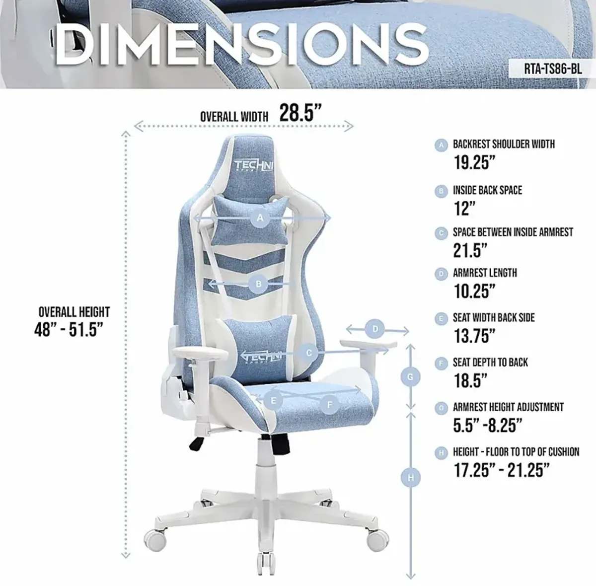 Taveyi Blue Gaming Chair