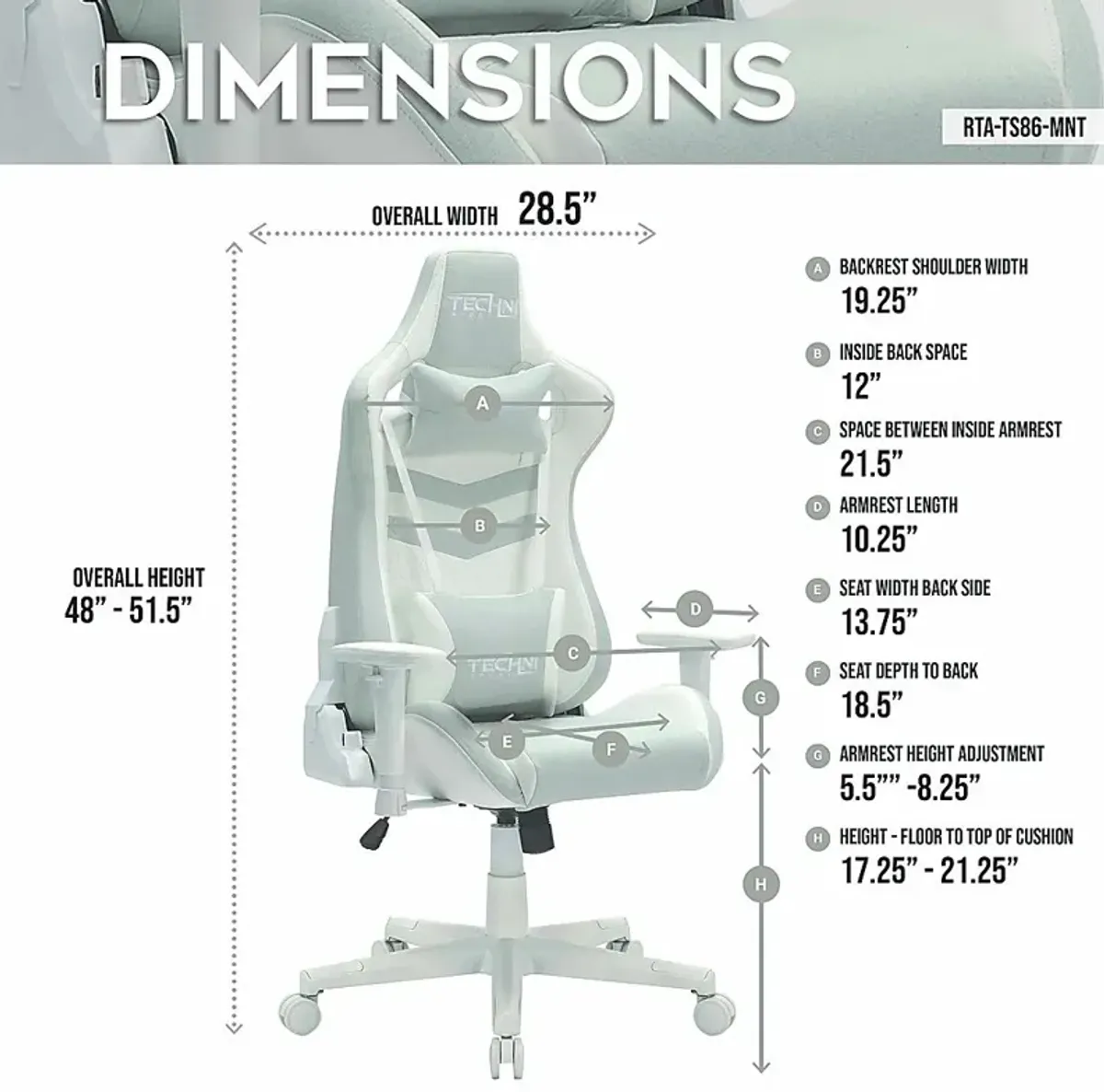 Taveyi Mint Gaming Chair