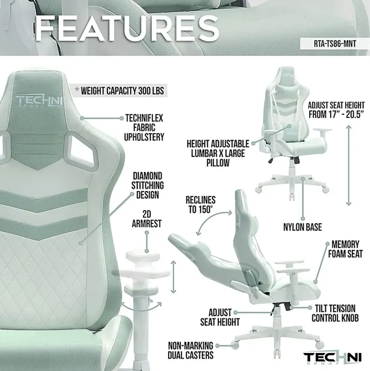 Taveyi Mint Gaming Chair