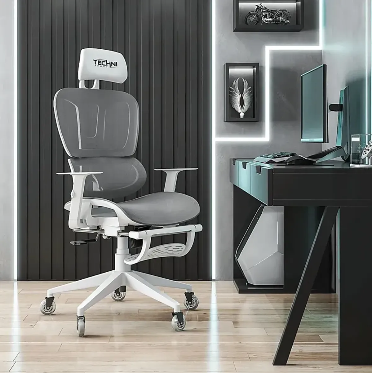 Cozrus Gray/White Gaming Chair