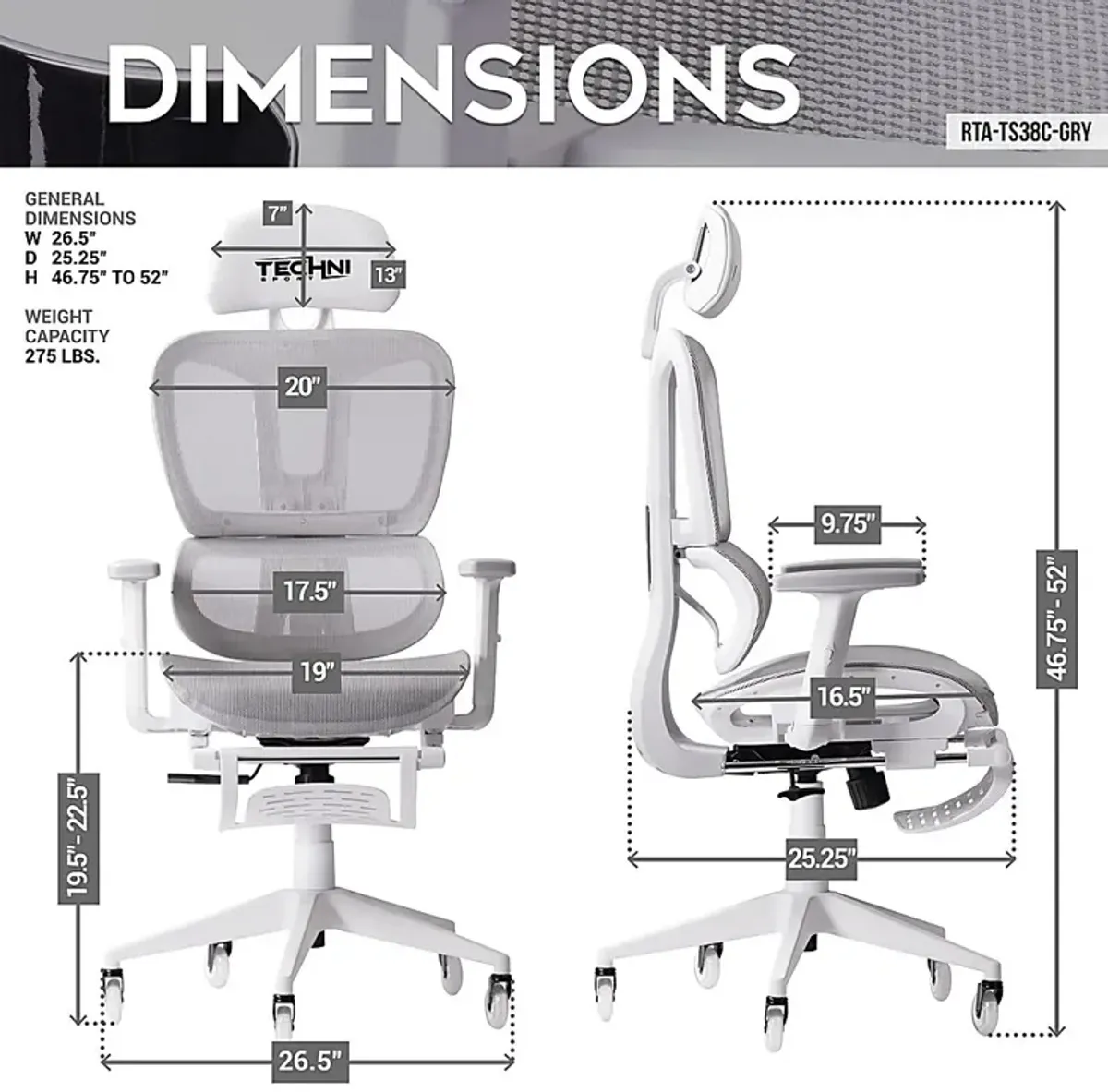 Cozrus Gray/White Gaming Chair