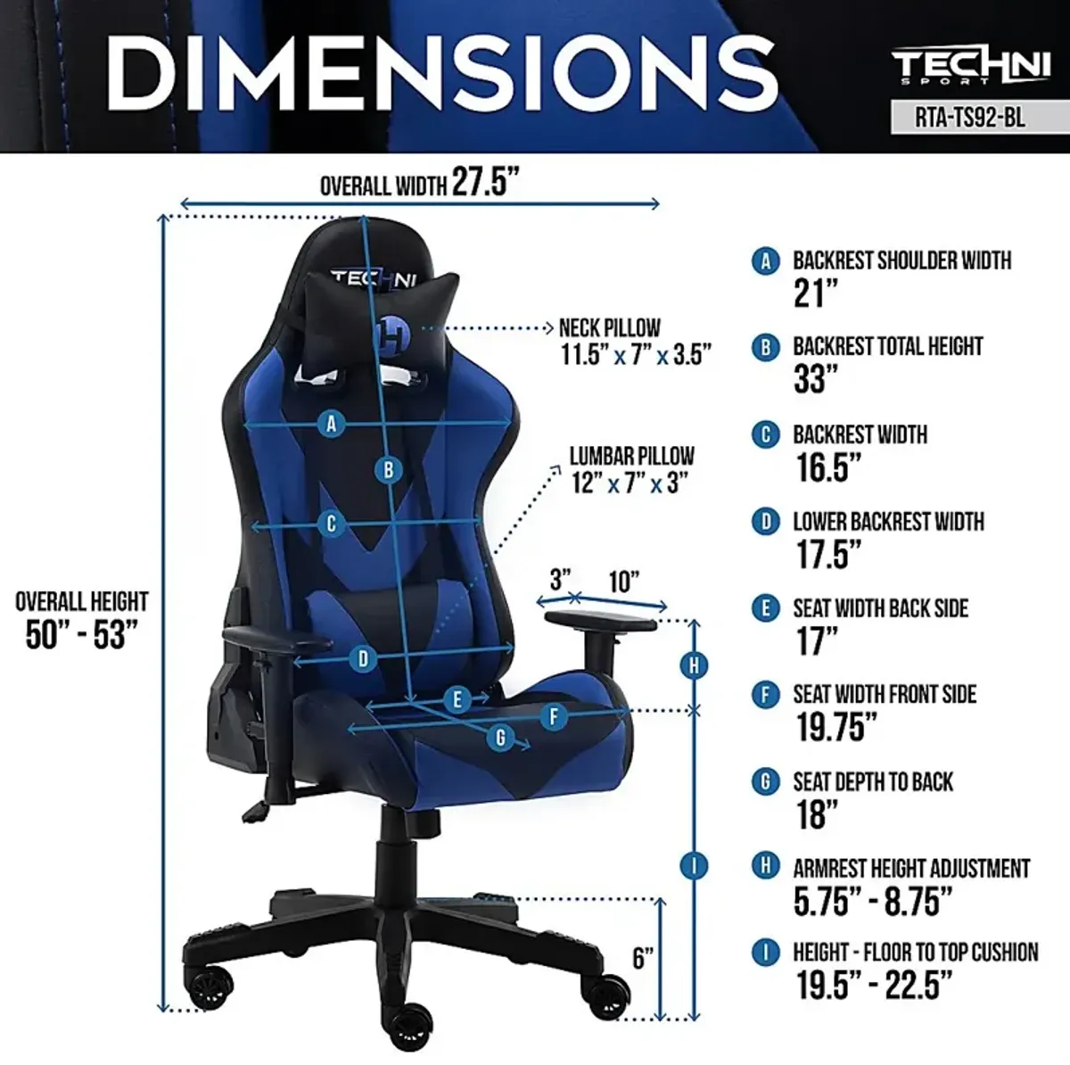 Nektun Blue Gaming Chair