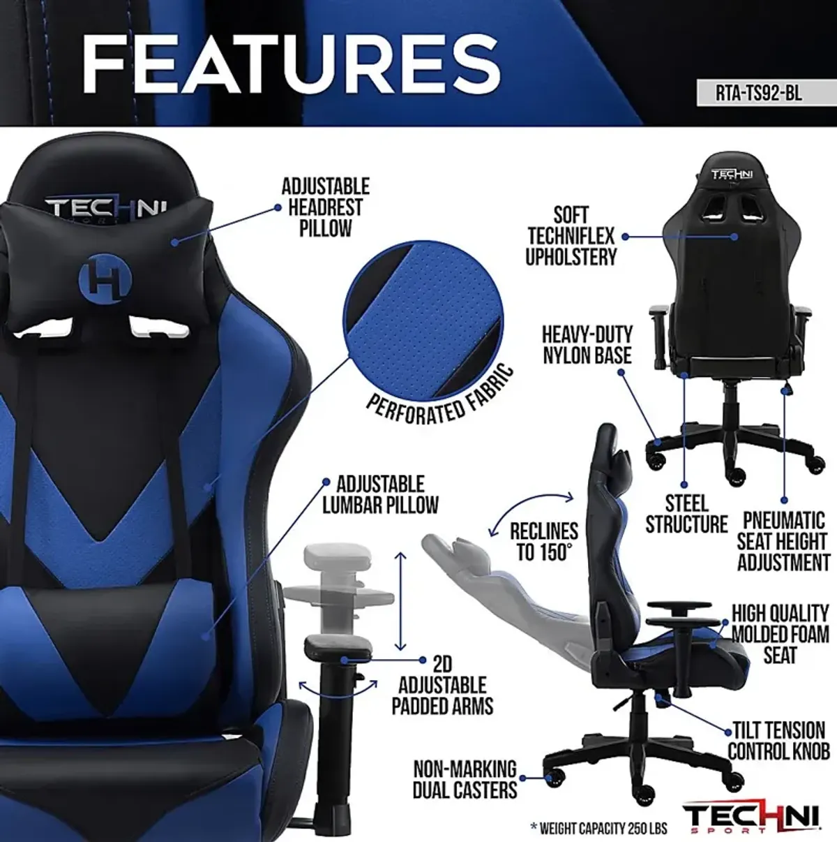 Nektun Blue Gaming Chair