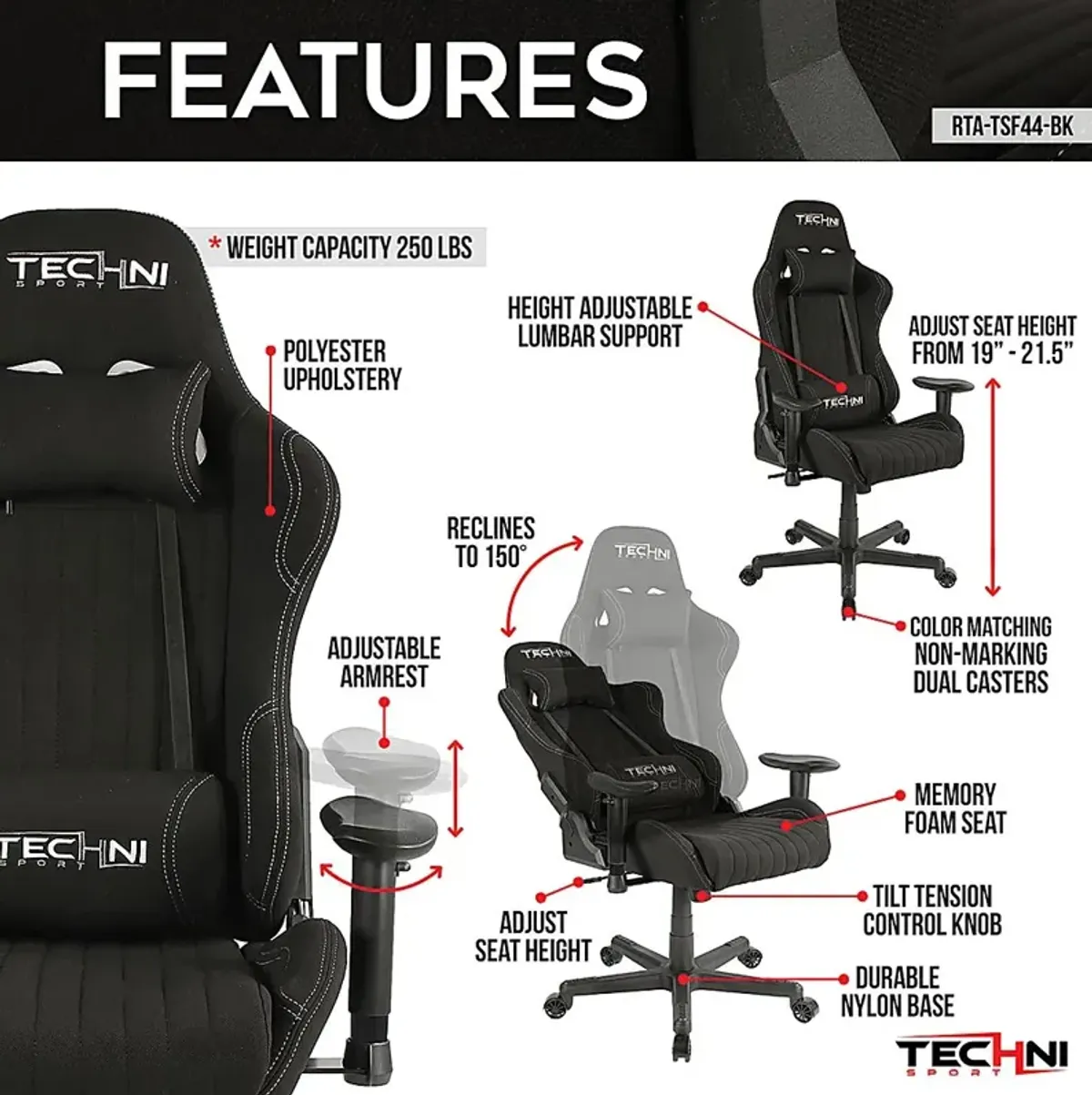 Aistri Black Gaming Chair