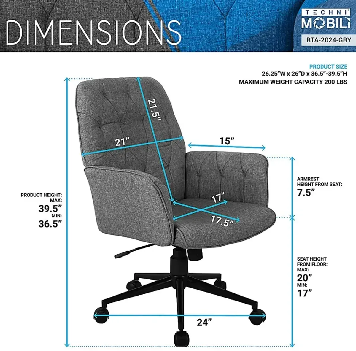 Sarosa Gray Office Chair