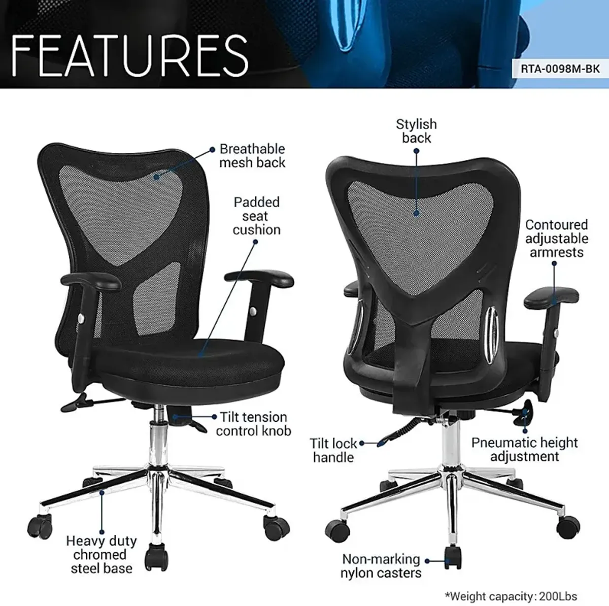 Saedi Black Office Chair