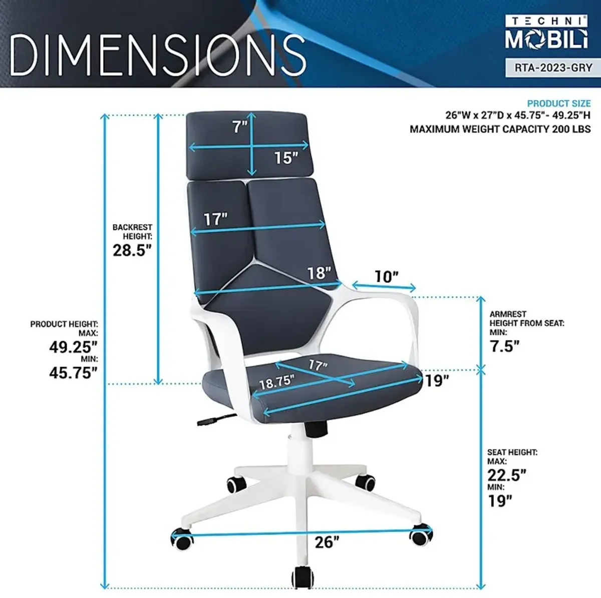 Pilronto Gray Office Chair