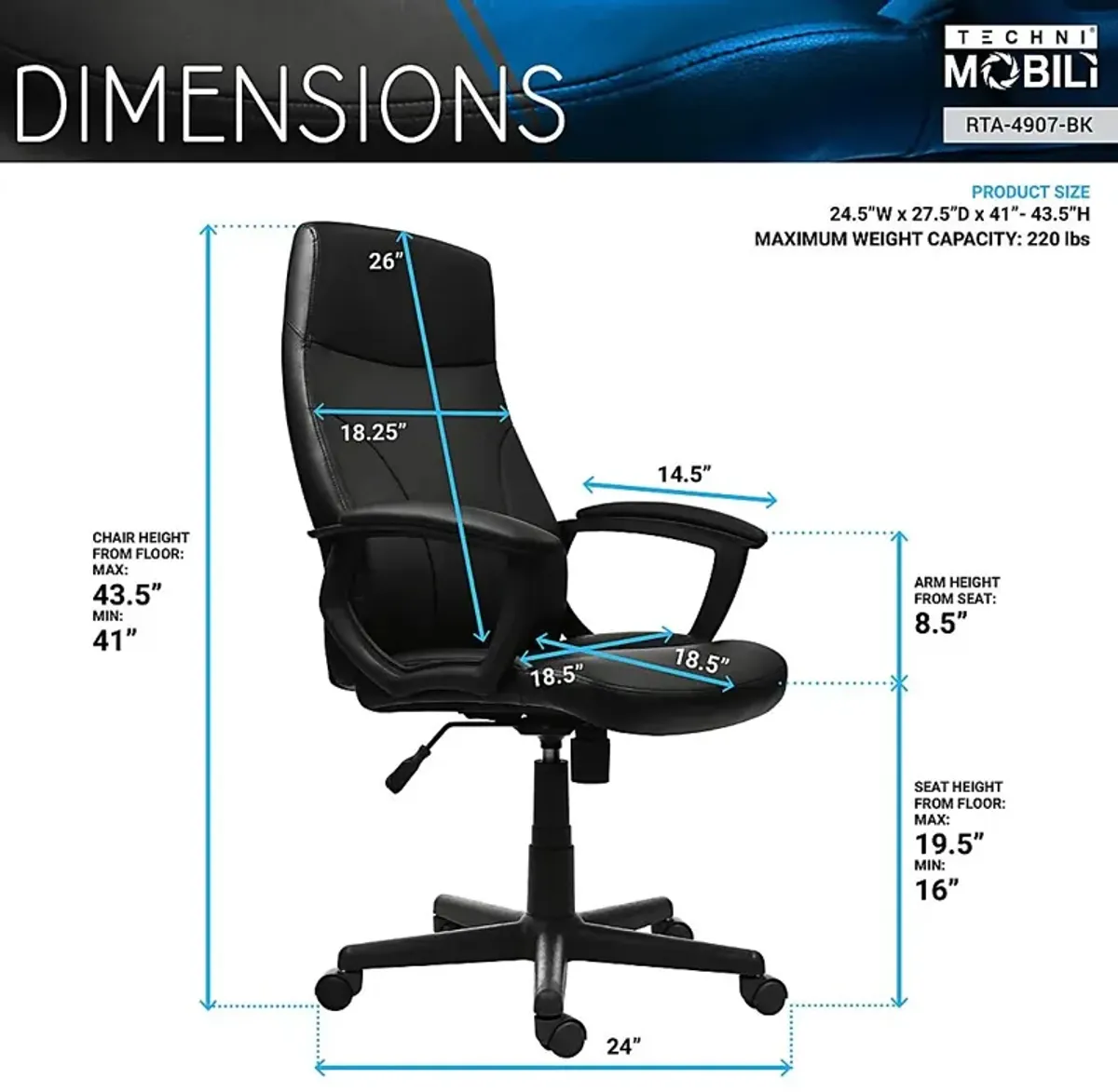 Hasham Black Office Chair