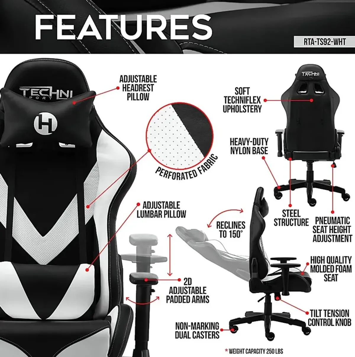 Trendiac White/Black PC Gaming Chair