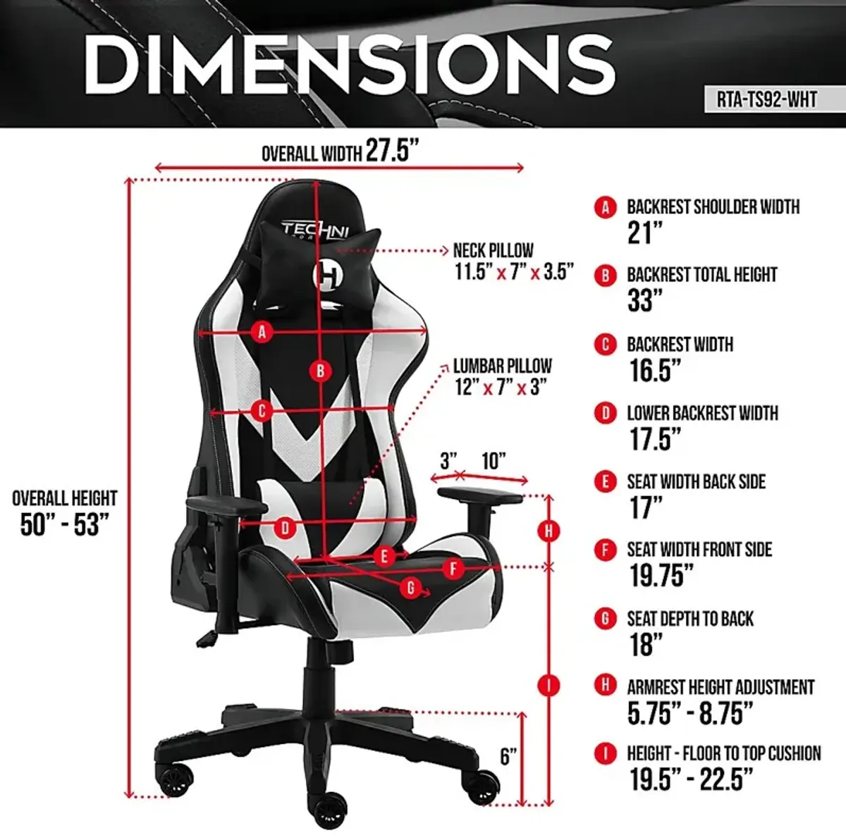 Trendiac White/Black PC Gaming Chair