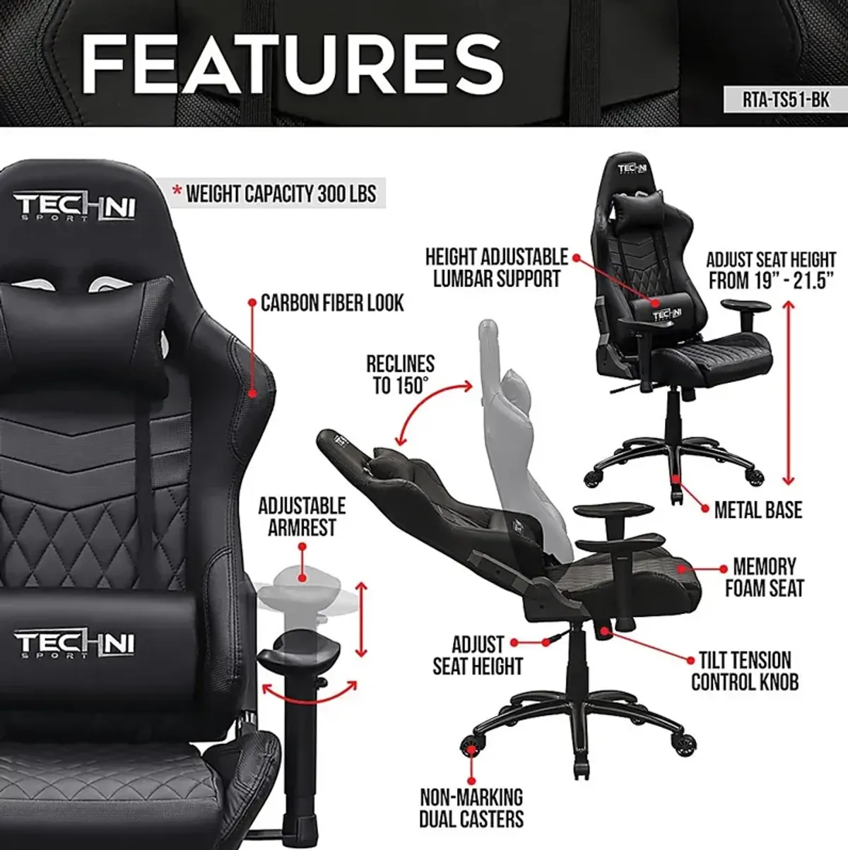 Cartcana Black PC Gaming Chair