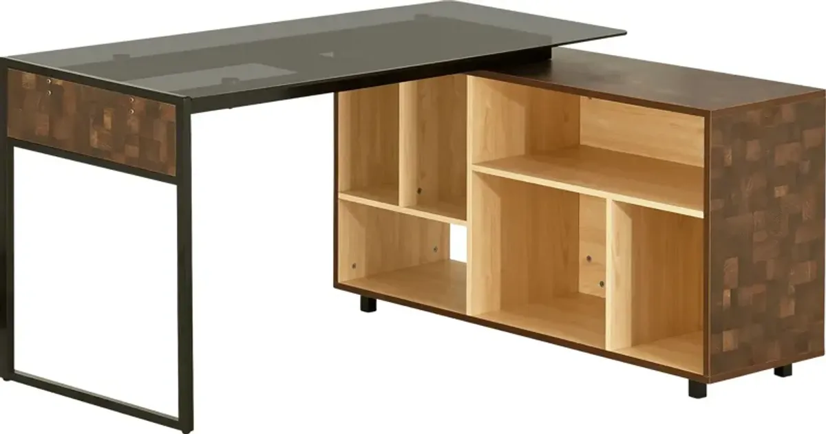 Jibale Brown L-Shaped Desk