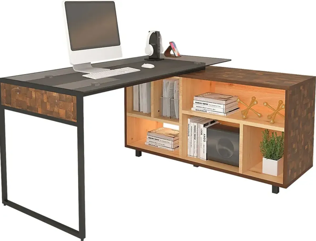 Jibale Brown L-Shaped Desk