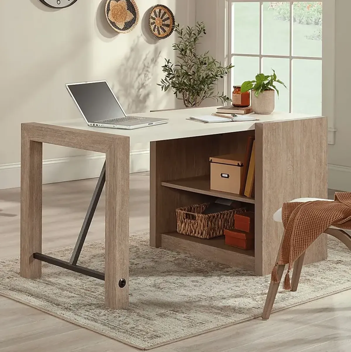 Amideo Brown Desk with Storage