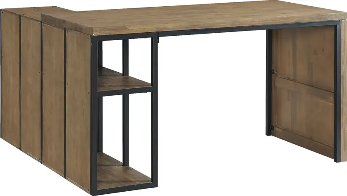 Churrea Brown L Desk with Storage