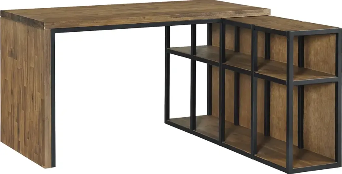 Churrea Brown L Desk with Storage