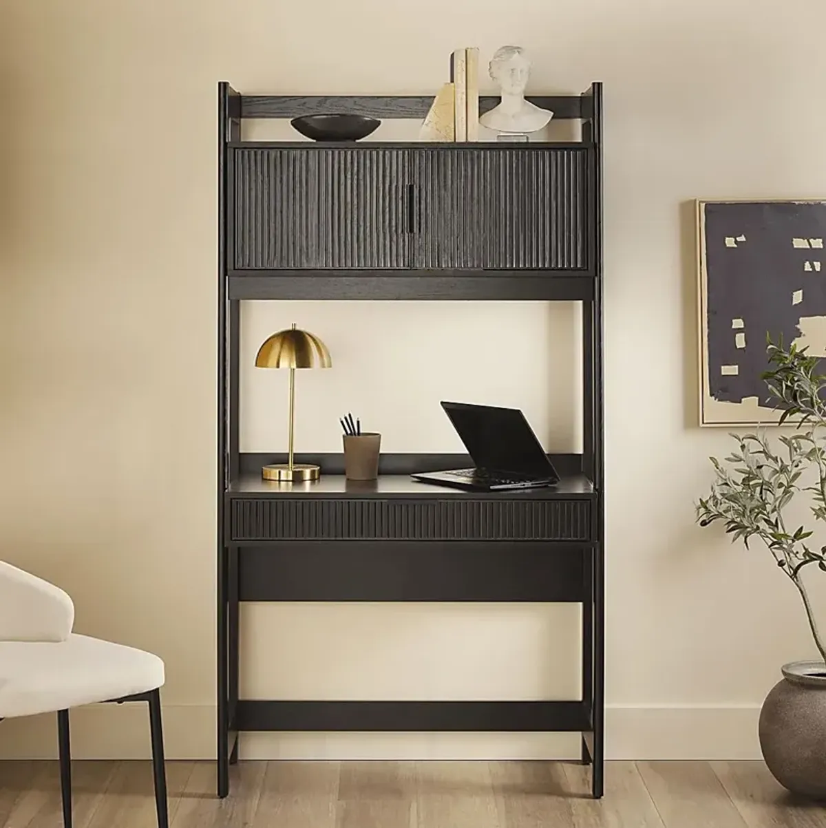 Bedfordshire Black Desk With Hutch