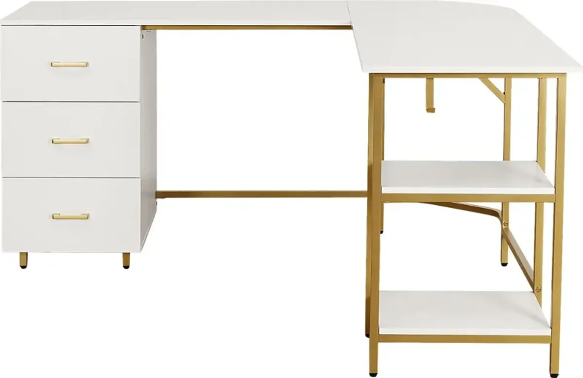 Milldes Gold L-Shaped Storage Desk