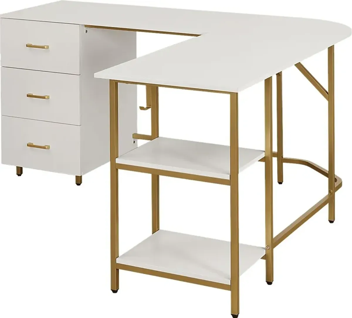 Milldes Gold L-Shaped Storage Desk