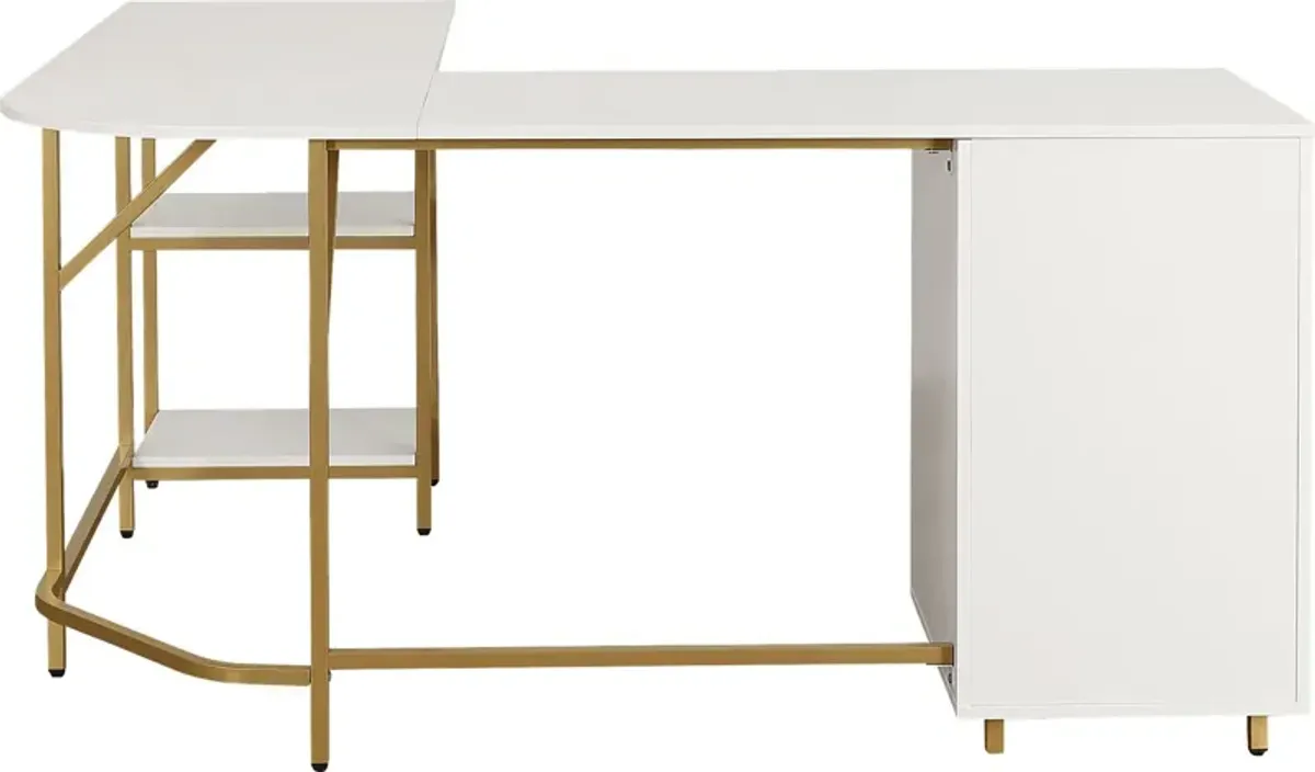 Milldes Gold L-Shaped Storage Desk