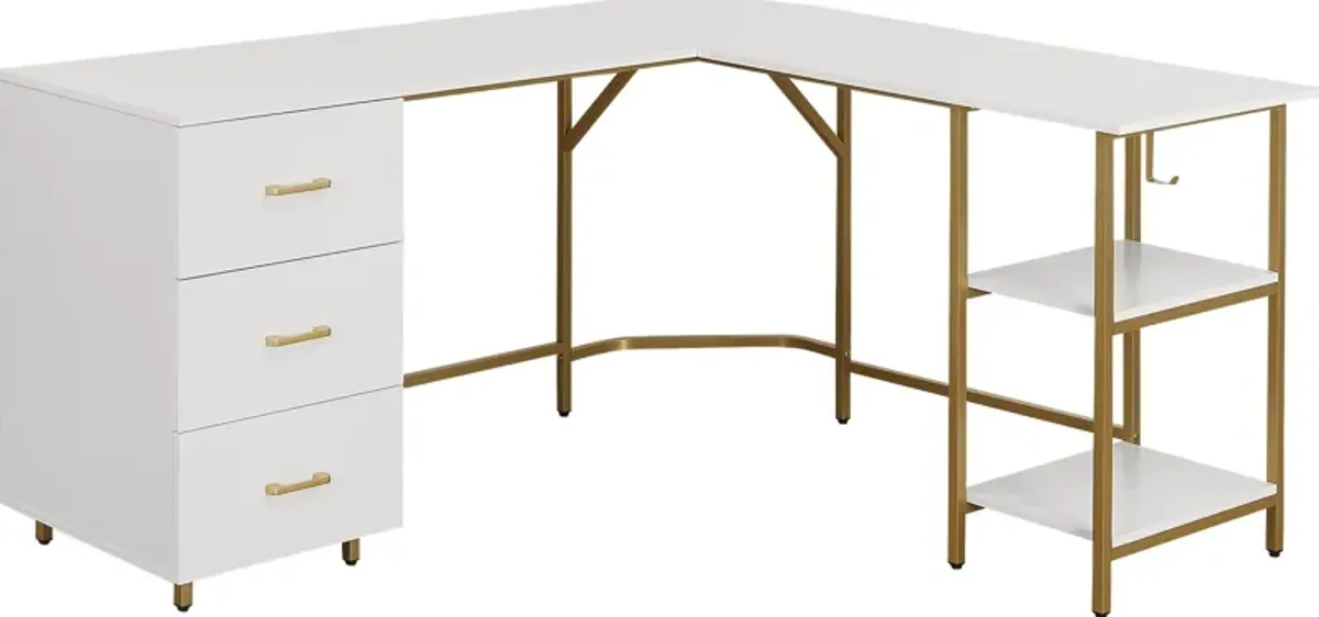 Milldes Gold L-Shaped Storage Desk