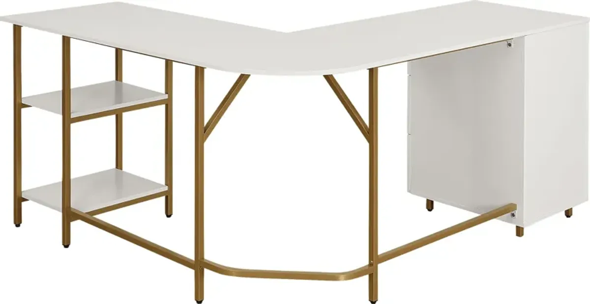 Milldes Gold L-Shaped Storage Desk