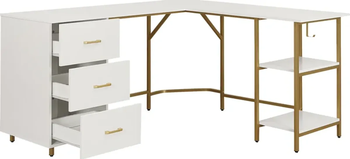 Milldes Gold L-Shaped Storage Desk