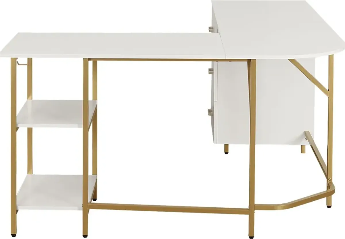 Milldes Gold L-Shaped Storage Desk