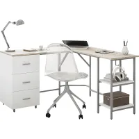 Milldes Beige L-Shaped Storage Desk