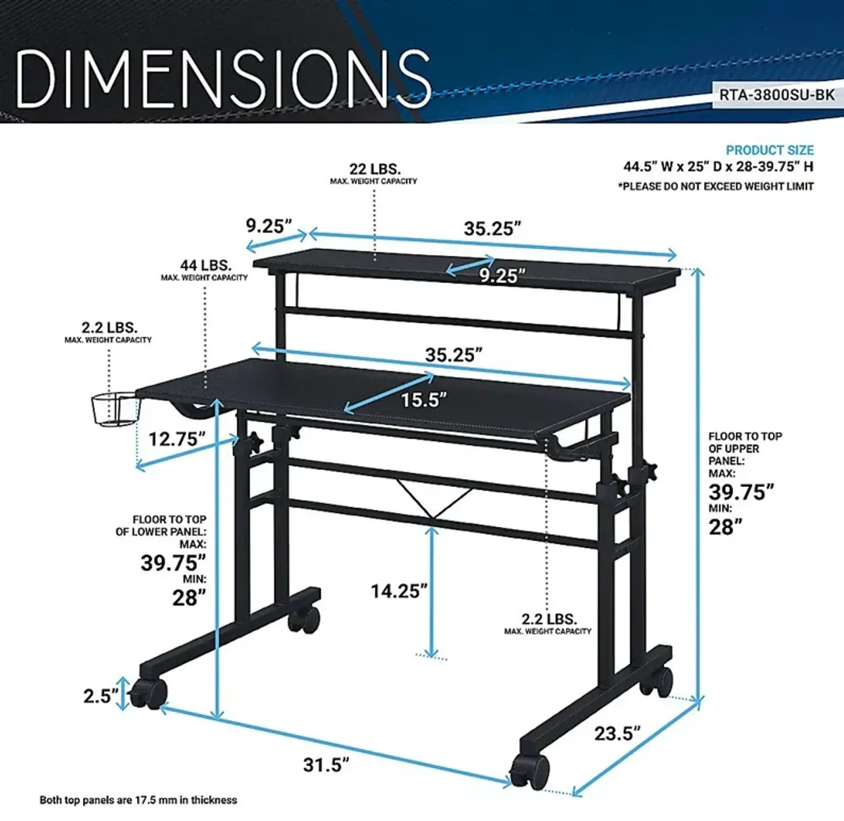 Rowson Black Writing Desk