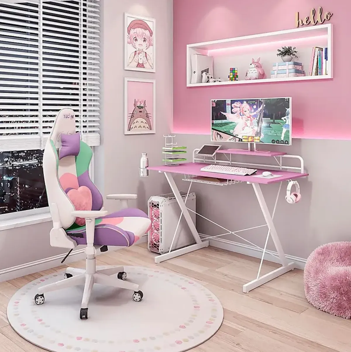 Eatoheim Pink PC Gaming Desk