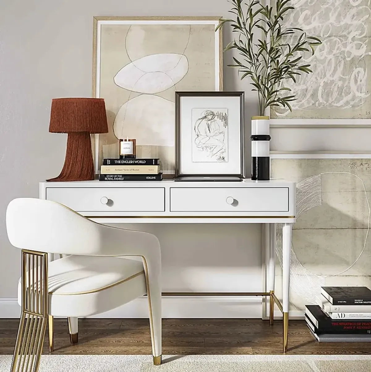 Vandam Off-White Desk