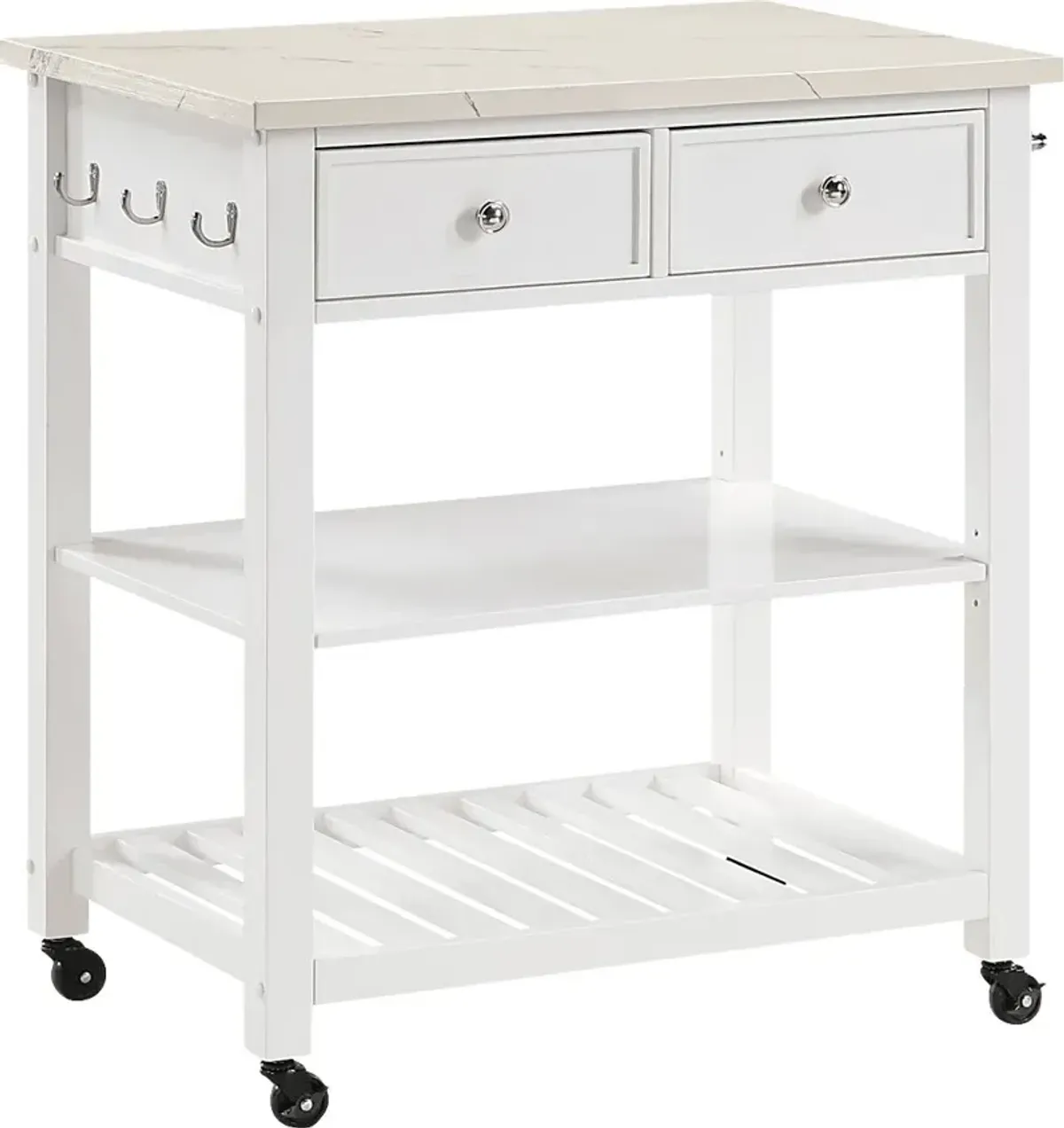 Leski White Kitchen Cart