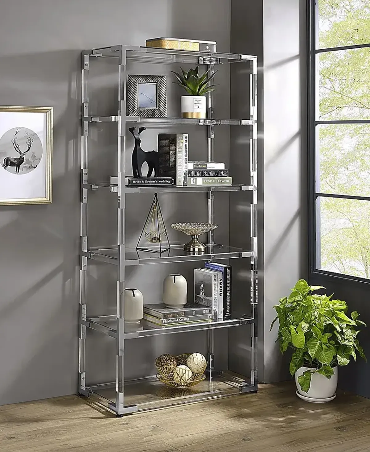 Kisia Chrome 6 Shelf Bookcase