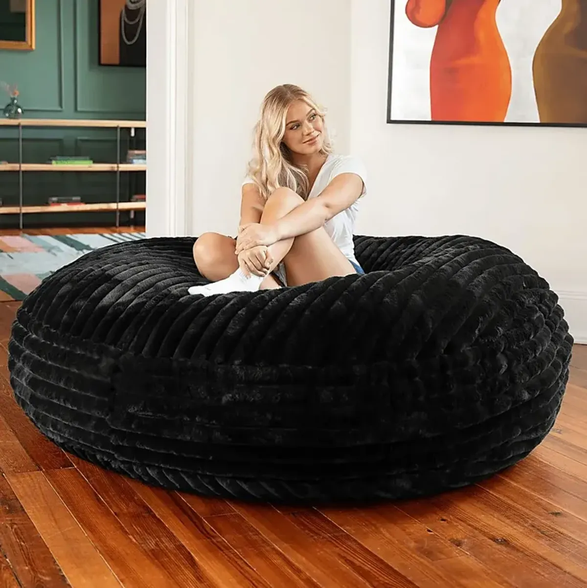 Mivio Black Large Bean Bag Chair