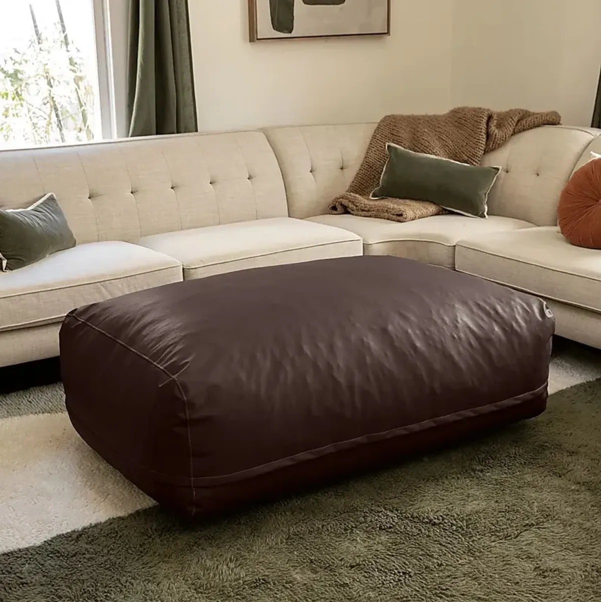 Prasia Brown Large Bean Bag Chair