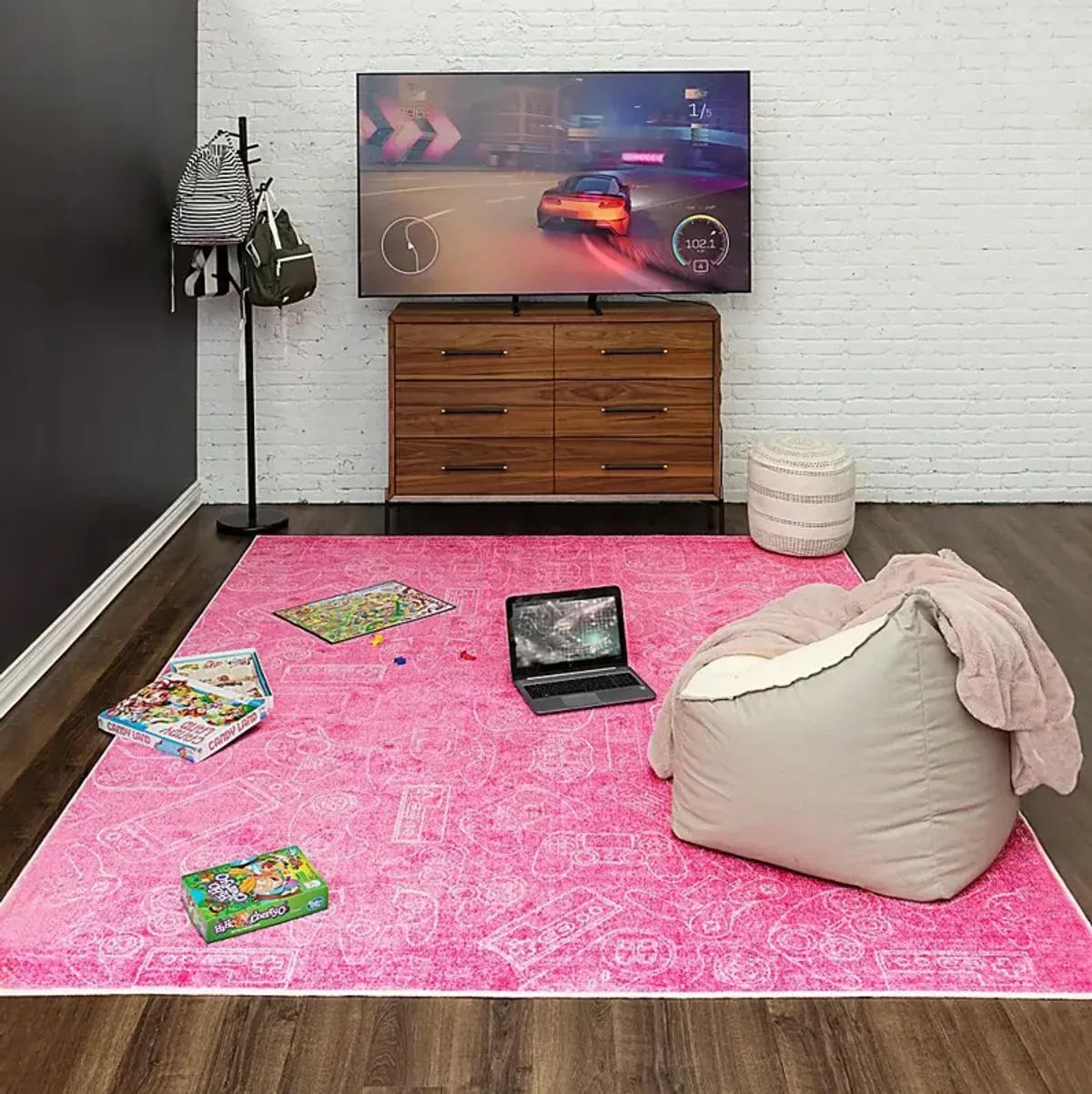 Kids Gamer's Dream Pink 3' x 5' Rug