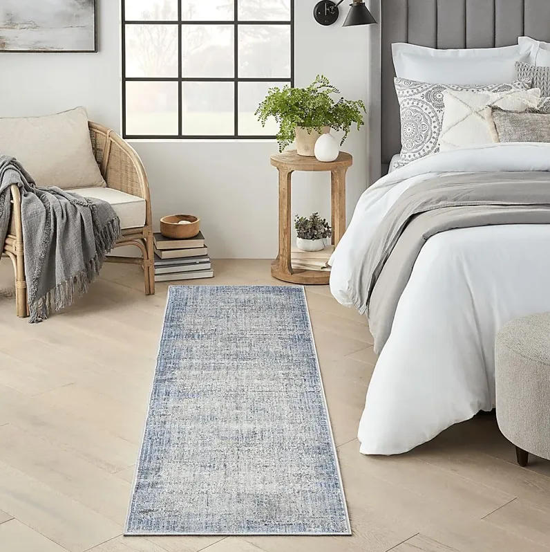 Boumur Blue 2'2 x 8' Runner Rug