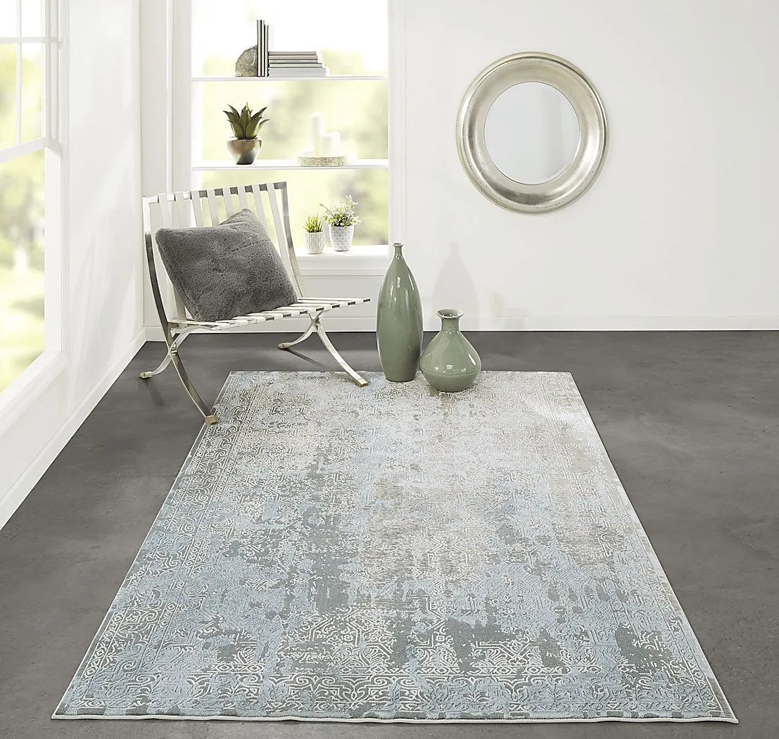 Kaze Ice Blue 3'10 x 5'7 Rug