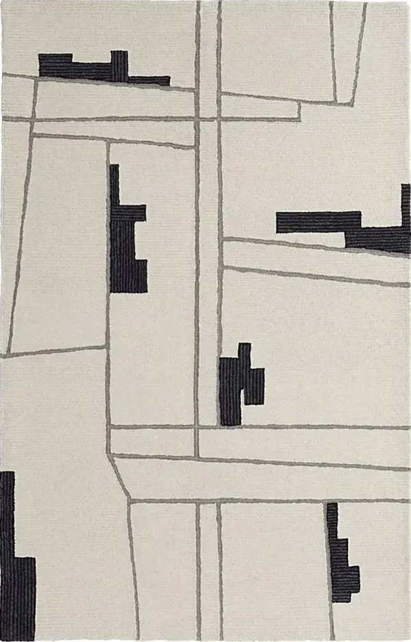 Thasea Ivory/Black 3'6 x 5'6 Rug