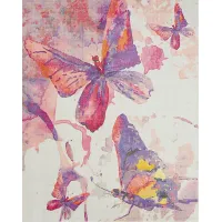 Kids Butterfly Murmurs Pink 3'4 x 5' Rug