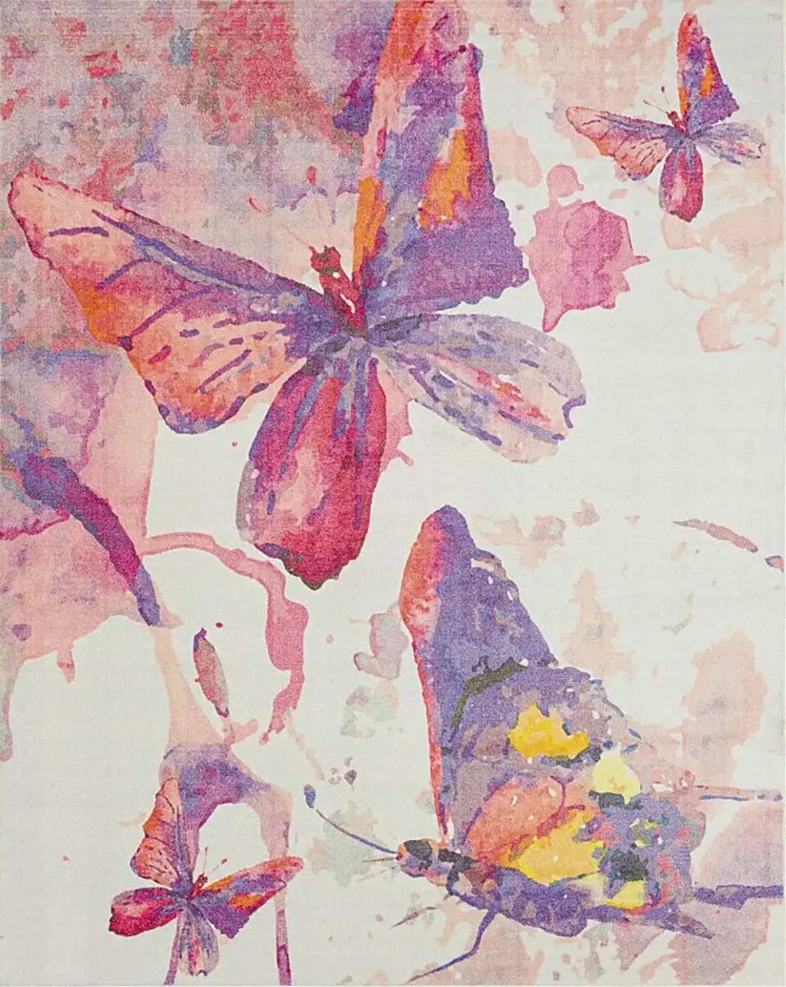 Kids Butterfly Murmurs Pink 3'4 x 5' Rug